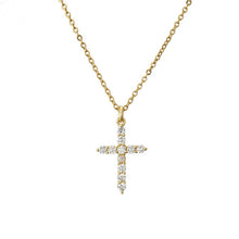 Load image into Gallery viewer, NEWBUY Brand Gold Link Chain Necklace Religious Jewelry Classic Cross Pendant Necklace For Women Men Cubic Zirconia Necklace