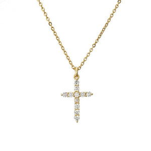 NEWBUY Brand Gold Link Chain Necklace Religious Jewelry Classic Cross Pendant Necklace For Women Men Cubic Zirconia Necklace