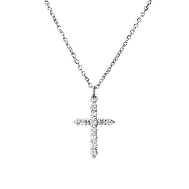 NEWBUY Brand Gold Link Chain Necklace Religious Jewelry Classic Cross Pendant Necklace For Women Men Cubic Zirconia Necklace