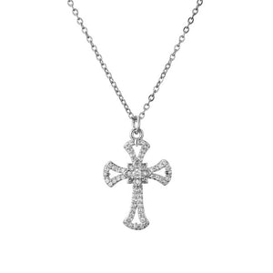 NEWBUY Brand Gold Link Chain Necklace Religious Jewelry Classic Cross Pendant Necklace For Women Men Cubic Zirconia Necklace