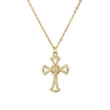 Load image into Gallery viewer, NEWBUY Brand Gold Link Chain Necklace Religious Jewelry Classic Cross Pendant Necklace For Women Men Cubic Zirconia Necklace