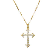 Load image into Gallery viewer, NEWBUY Brand Gold Link Chain Necklace Religious Jewelry Classic Cross Pendant Necklace For Women Men Cubic Zirconia Necklace