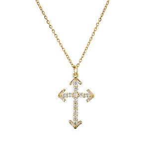 NEWBUY Brand Gold Link Chain Necklace Religious Jewelry Classic Cross Pendant Necklace For Women Men Cubic Zirconia Necklace