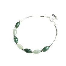 Load image into Gallery viewer, Ruifan 925 Sterling Silver Bracelets Ladies Natural Green Jade Oval Waterdrop Lucky Bead Charms Women&#39;s Bracelet Jewelry YBR098