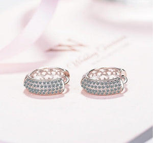 Zircon Charm silver Earrings For Women pendientes oorbellen Fashion 925 Sterling Silver Dazzling CZ Mosaic
