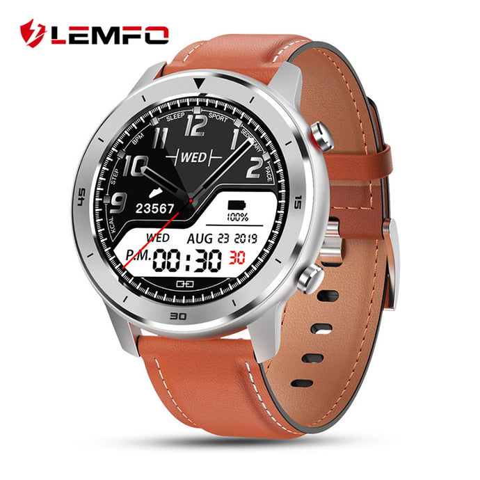 LEMFO Full Round Touch Display Smart Watch Men IP68 Waterproof Heart Rate Blood Pressure Monitor 5 Days Standby Smartwatch