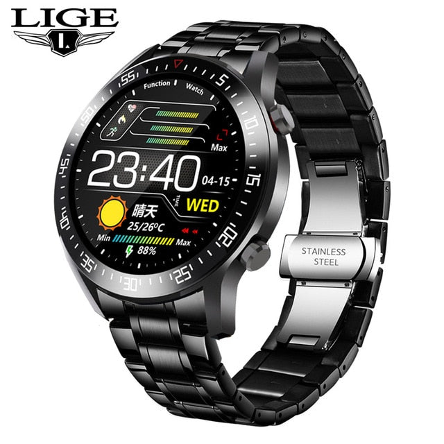 LIGE 2020 fashion Full circle touch screen Mens Smart Watches  IP68 Waterproof Sports Fitness Watch Luxury Smart Watch for men