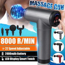 Load image into Gallery viewer, 8000r/min Therapy Massage Gun 4/22 Gears Muscle Massager Pain Sport Massage Machine Relax Body Slimming Relief With 4 Heads