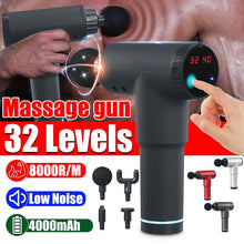 Load image into Gallery viewer, 8000r/min Therapy Massage Gun 32 Gears Muscle Massager Pain Sport Massage Machine Relax Body Slimming Relief With 4 Heads