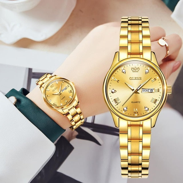 OLEVS New Fashion Women Quartz Watch Waterproof Classic Luxury Brand Lady Watch Stainless Steel Strap Watches