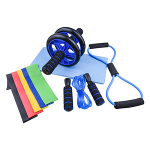 Resistance Bands Fitness Workout AB Roller Wheel on Floor Jump Ropes Set Hip Foam Exercise Chest Expander Equipment for Home Gym